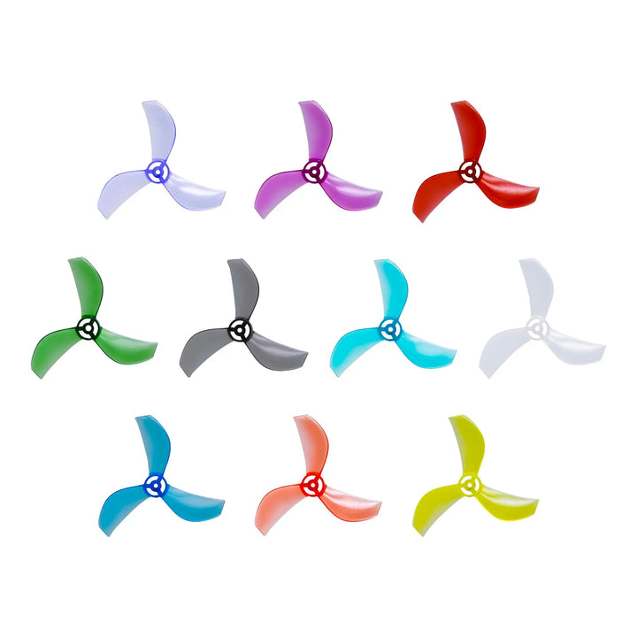 NewBeeDrone Azi 1212-3 / 1.2" Tri-Blade Micro/Whoop FPV Drone Props for 1mm Shaft (8 Pack) - Choose Color