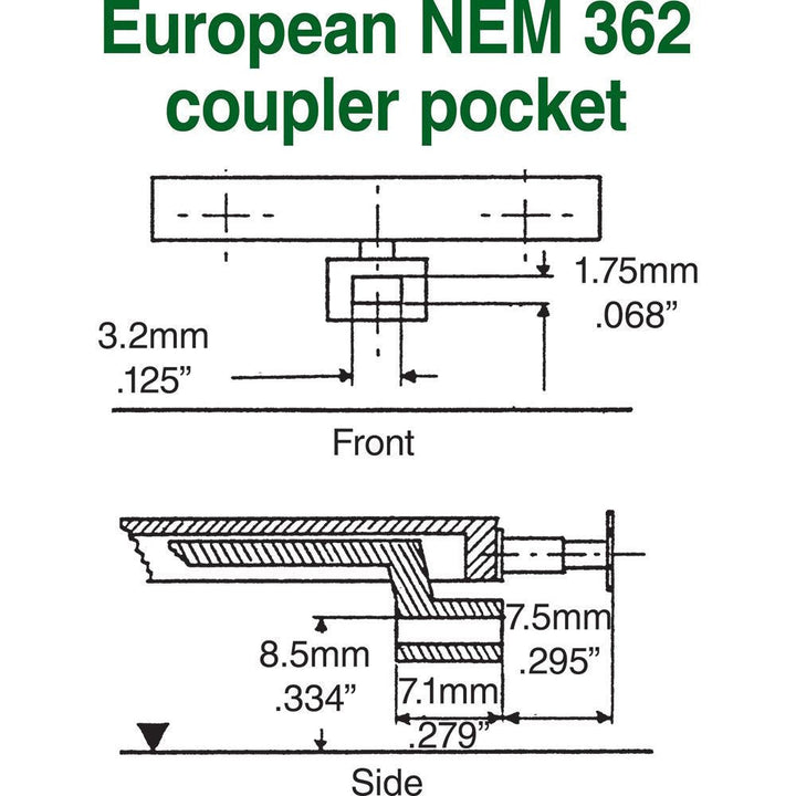 kadee #20 HO NEM 362 European-Style Couplers Extra Long 12.30mm .484 inch 31/64"
