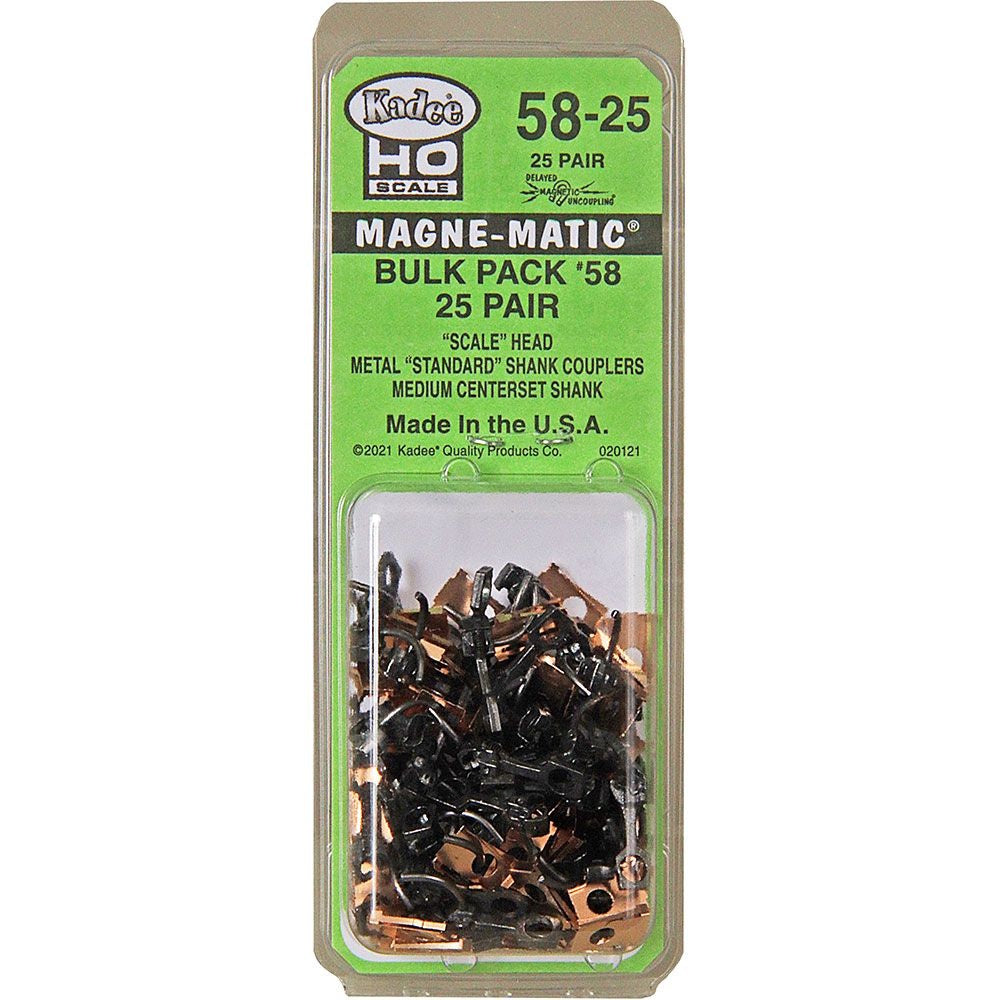 Kadee #58-25 HO Scale Bulk Pack 25 pair #58 Scale Metal Couplers - Medium 9/32"