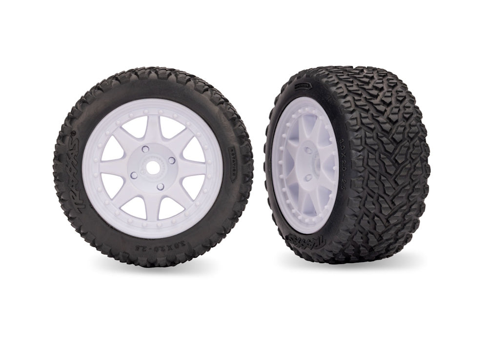 Traxxas 10872-WHT White Front Mini Rally Wheels with Hard Tires (2)