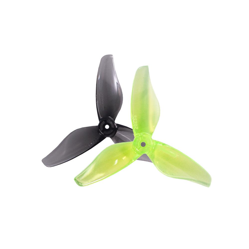 Hélices para dron FPV Gemfan Hurricane 2023S-3/2" Tri-Blade Micro/Whoop para eje de un solo orificio de 1,5 mm (paquete de 8) - Elige el color