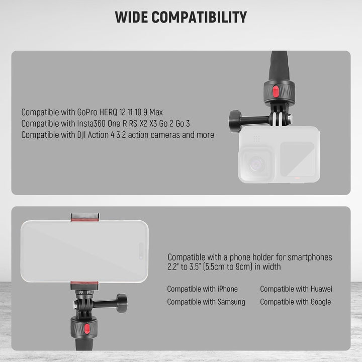 Abrazadera de montaje de liberación rápida flexible NEEWER GP-17 compatible con GoPro Insta360 DJI iPhone 15 