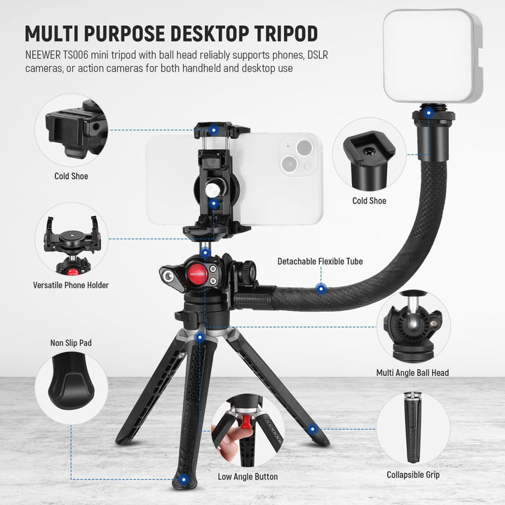 Mini trípode para cámara NEEWER TS006 compatible con GoPro/iPhone 