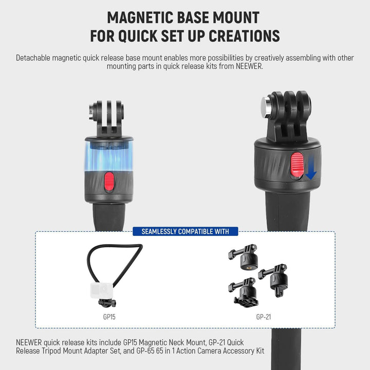 Abrazadera de montaje de liberación rápida flexible NEEWER GP-17 compatible con GoPro Insta360 DJI iPhone 15 