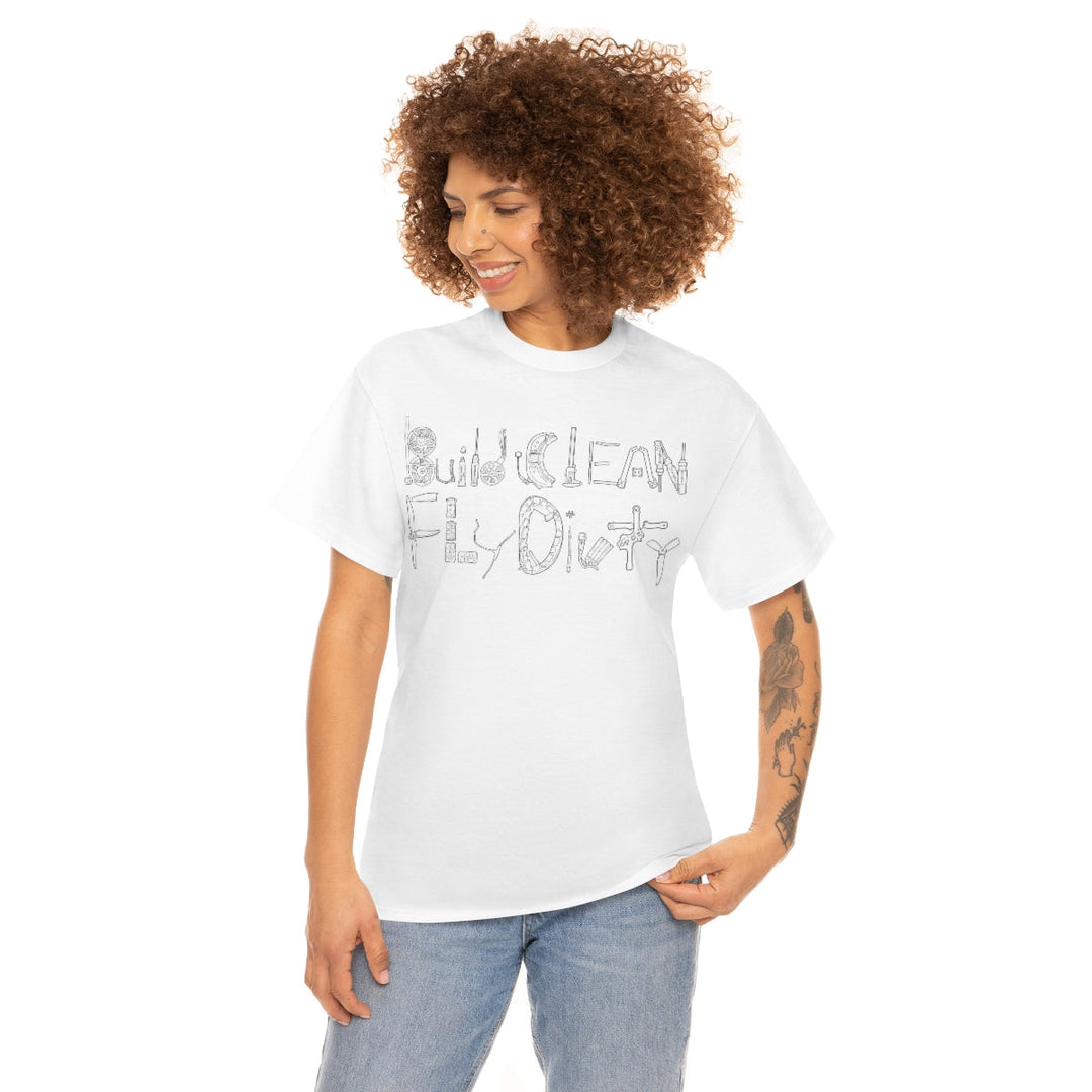 Camiseta Build Clean Fly Dirty - Logotipo negro