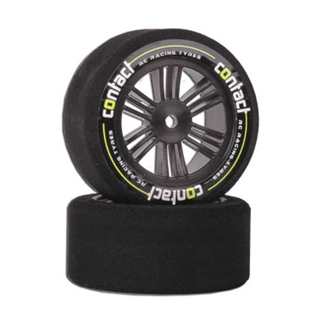 Contact RC J13574 1/10 Foam RR Tires 30mm 35Sh JAP BLK Carbon Wheels 2