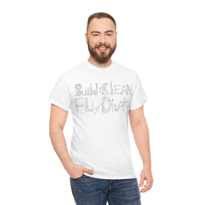 Camiseta Build Clean Fly Dirty - Logotipo negro