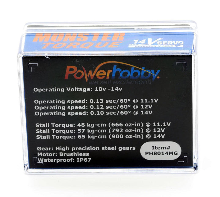 Powerhobby 8014MG 14v Programmable Waterproof HV Brushless 3s Lipo Servo