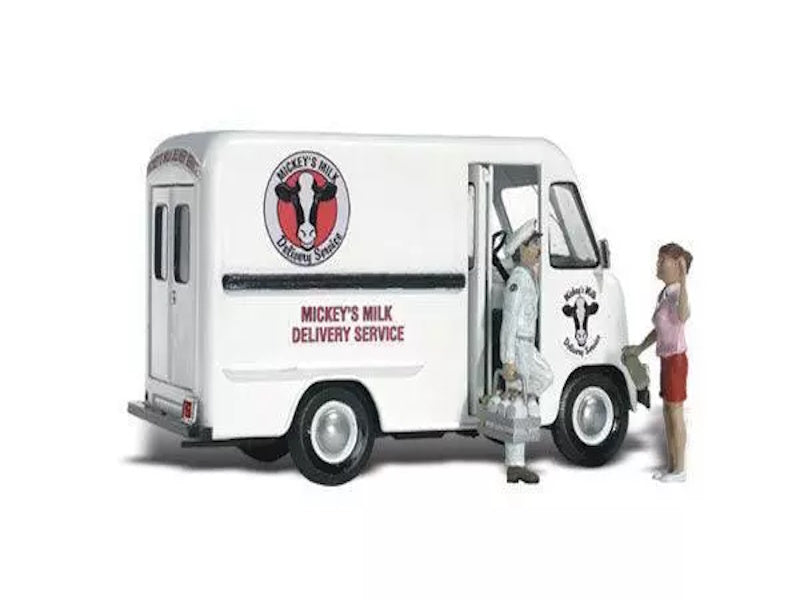 Woodland Scenics AS5329 N Mickey's Milk Deliver Trailer Train Figure / Vehicle AutoScenes