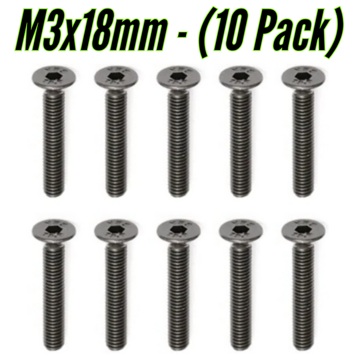 Tornillos de cabeza plana M3 x 18 mm (paquete de 10)