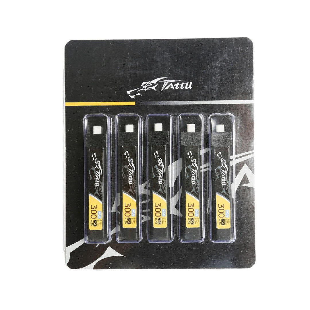 Paquete de 5 baterías Tattu 3.8V 1S 300mAh 75C LiHV (seleccione la versión)