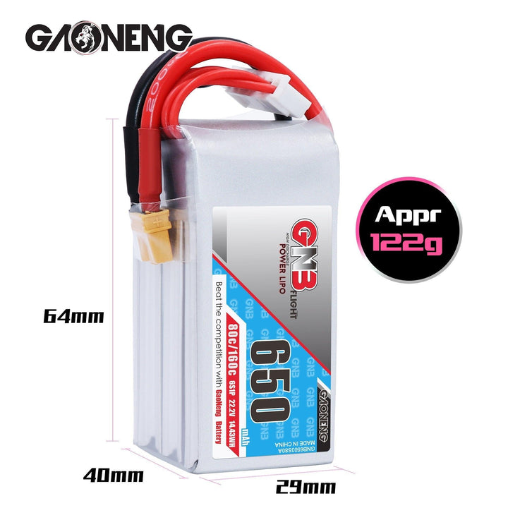 Batería Lipo GNB 650 mAh 22,2 V 6S 80 C - XT30