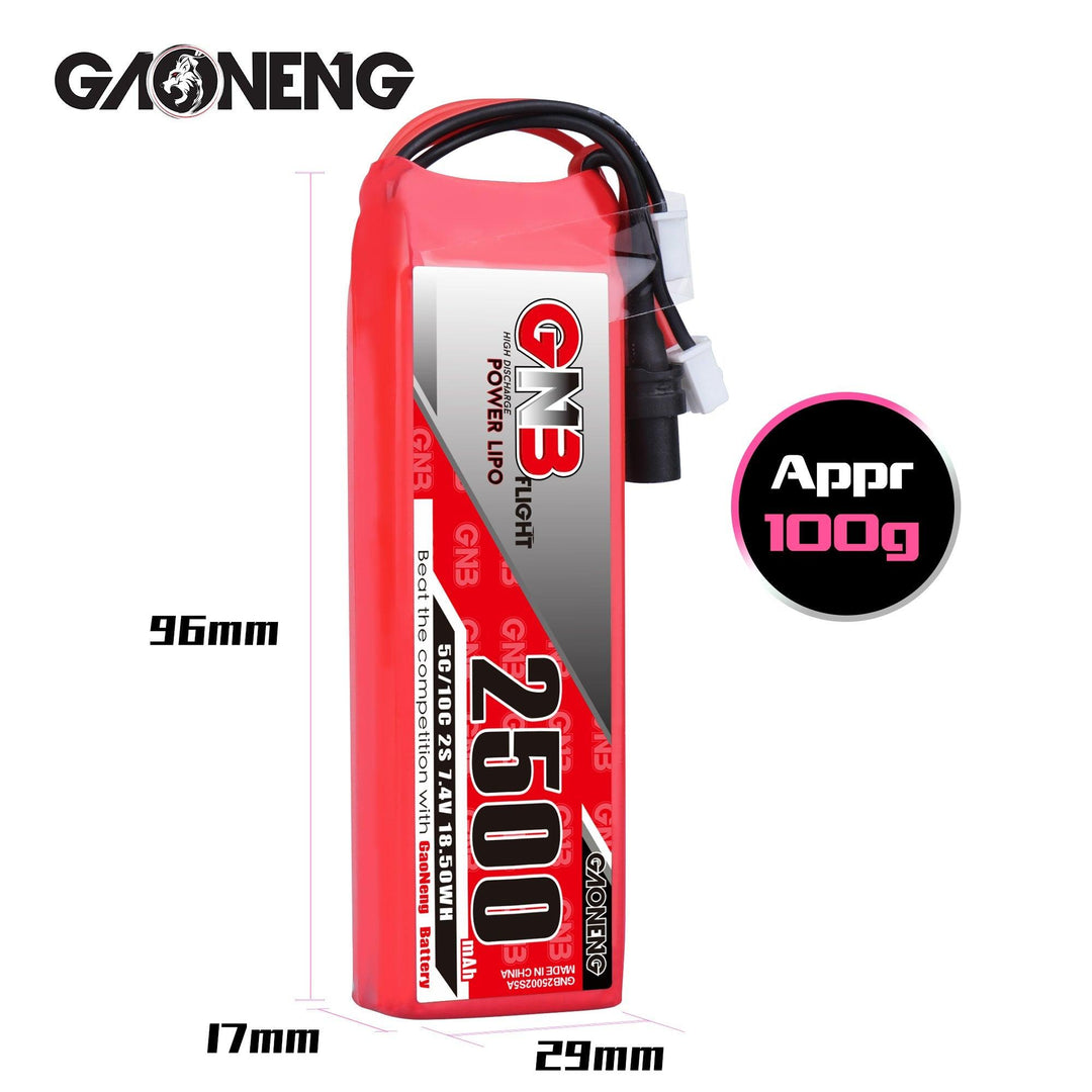 Batería GNB LiPo 2S 2500MAH 7,4 V 5C 10C para FrSky X9D plus 2019 nueva edición conector XT60 XH2.54