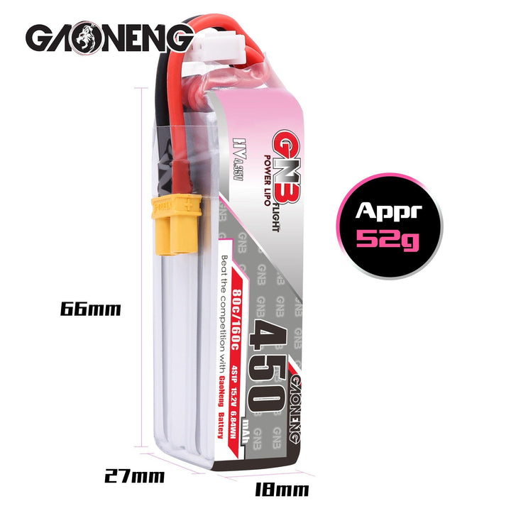 Batería Lipo GNB 450mAh HV 15,2v 4S 80C - HV XT30