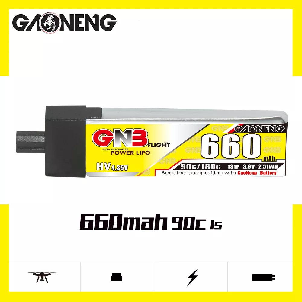 Batería de polímero de litio GNB 1S 3,8 V HV 660 MAH 90 C GNB27 con cabezal de plástico 