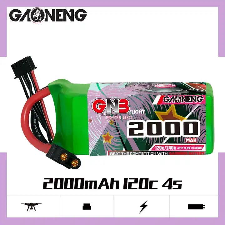 Batería de polímero de litio GNB 2000 MAH 14,8 V 4S 120 C XT60 para dron con cámara FPV de estilo libre y largo alcance