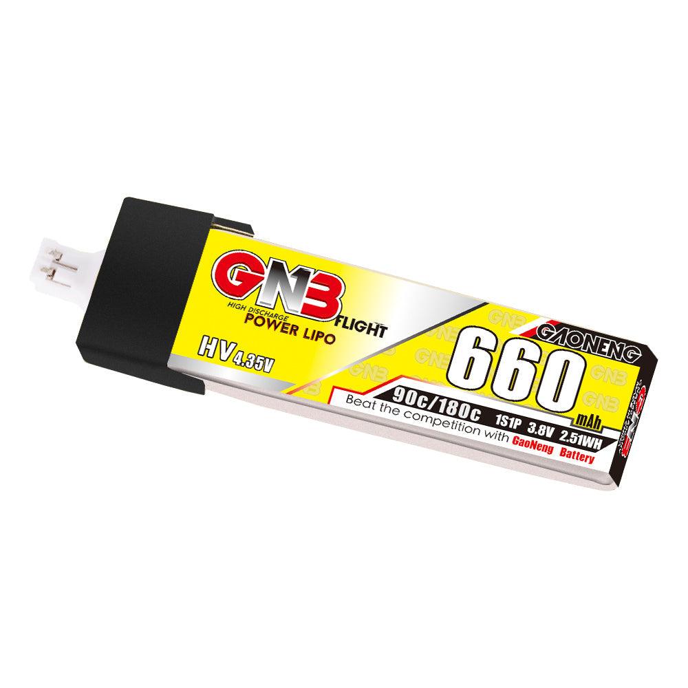 Batería de polímero de litio GNB de 660 mAh, 1 s, 3,8 V, alta tensión, 90 C, PH 2.0