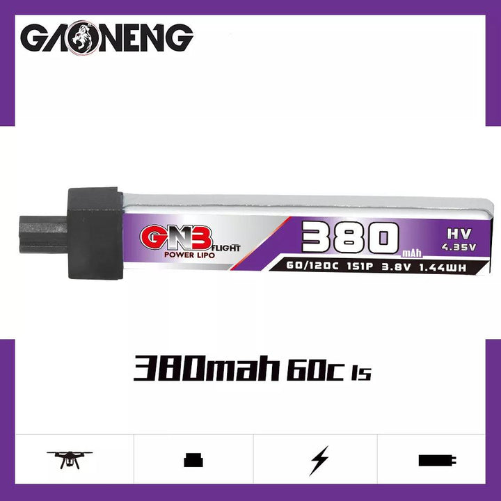 GNB 1S 380mah 3.8V 60C Plastic Head GNB27 HV LiPo Battery