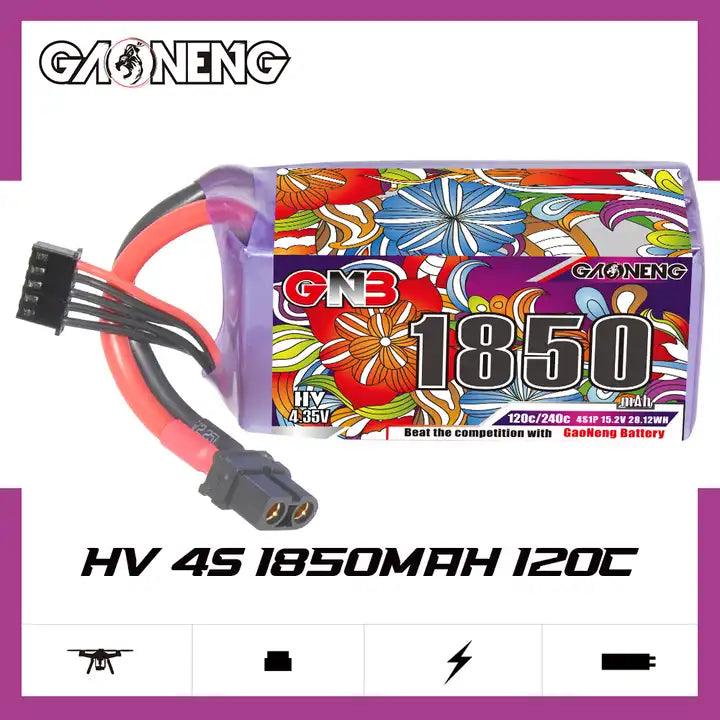 Paquete de competición de largo alcance LR para drones FPV FreeStyle de alto voltaje XT60 HV de GNB 4S 1850 MAH 15,2 V 120 C