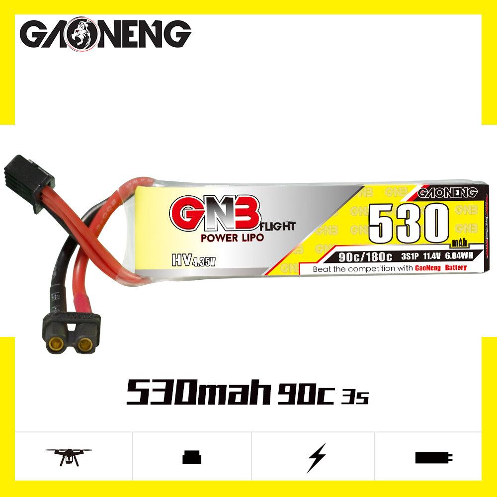 Batería de polímero de litio GNB de 530 mAh, 3S, 11,4 V, alta tensión, 90 C, XT30