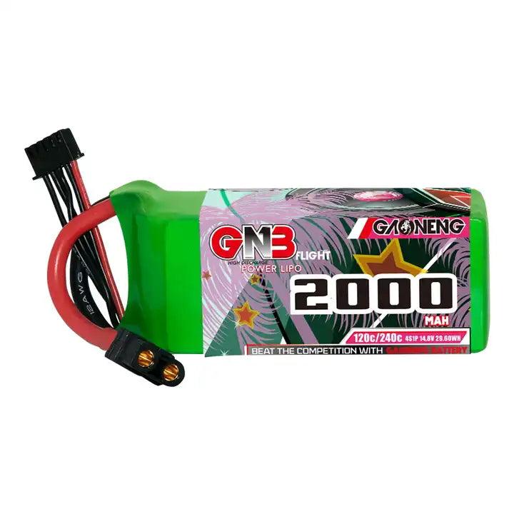 Batería de polímero de litio GNB 2000 MAH 14,8 V 4S 120 C XT60 para dron con cámara FPV de estilo libre y largo alcance