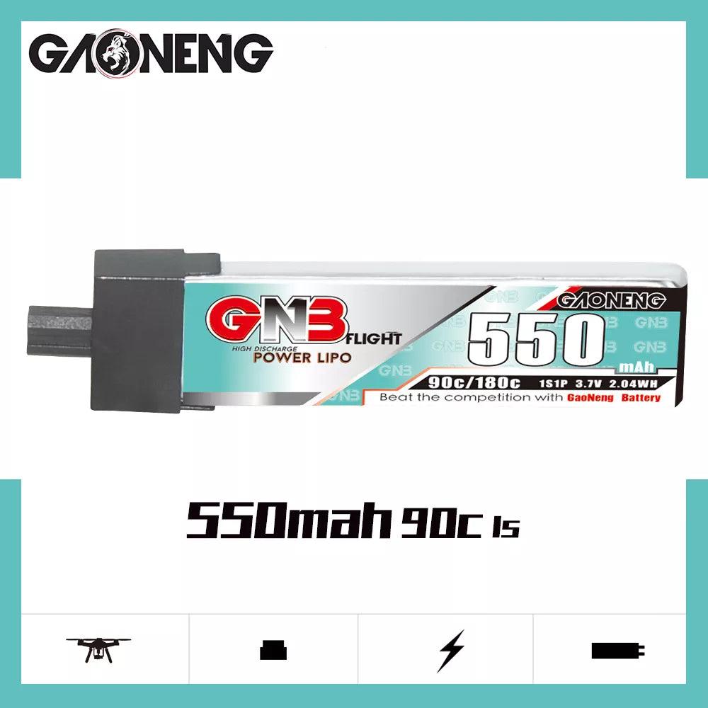 Batería de polímero de litio con cabezal de plástico y conector GNB 1S 550 MAH 3,7 V 90 C GNB27 