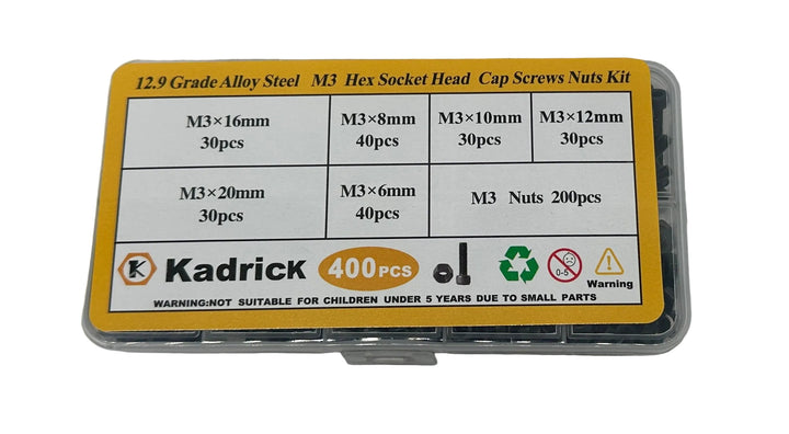 M3 Hex Socket Head Cap Steel Screw Set - 400 Pieces