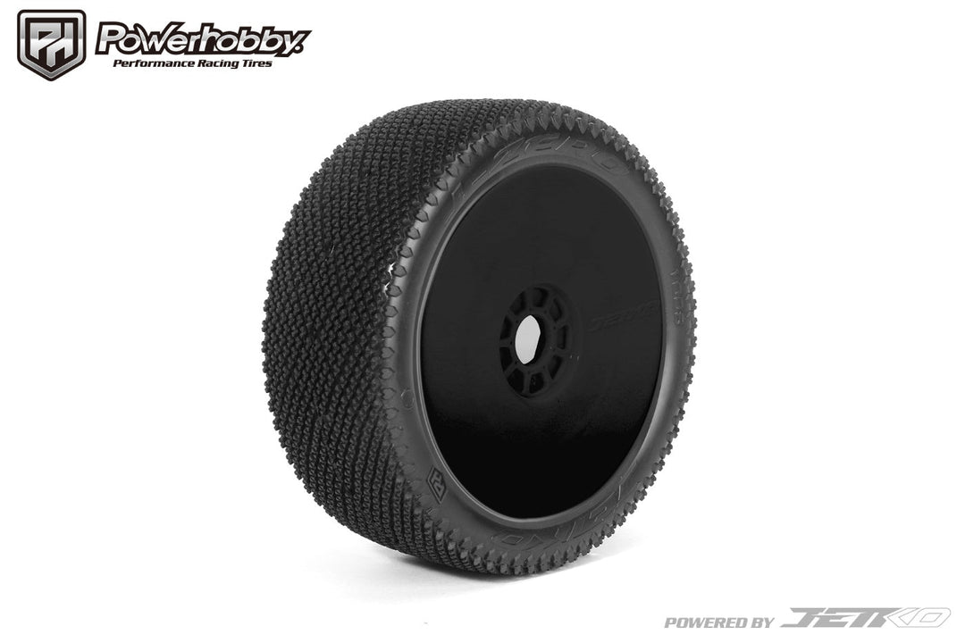 Powerhobby J-Zero 1/8 Buggy Tires Black Dish Wheels (2) Ultra Soft Unglued