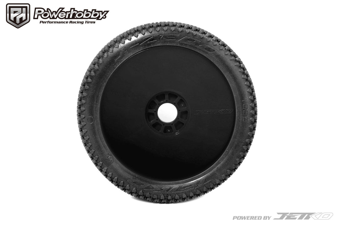 Powerhobby J-Zero 1/8 Buggy Tires Black Dish Wheels (2) Ultra Soft Unglued
