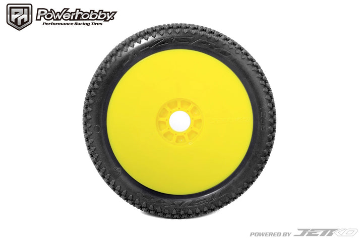 Powerhobby J-Zero 1/8 Buggy Mounted Tires Yellow Dish Wheels (2) Medium Soft