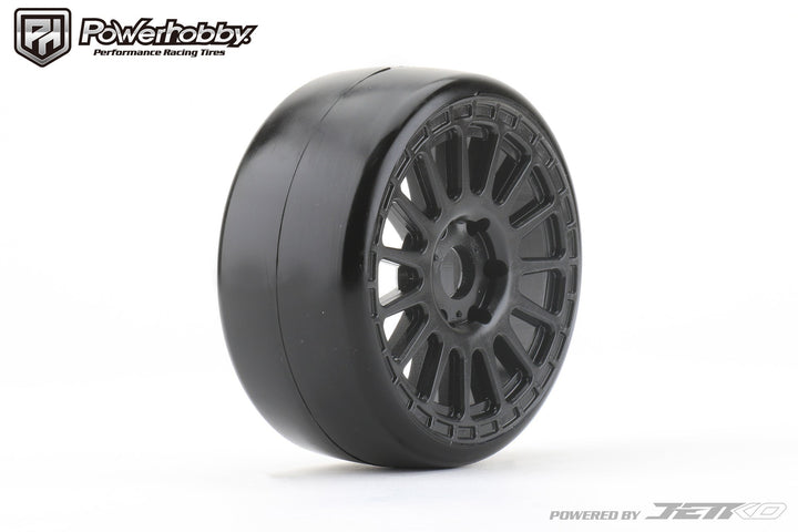Powerhobby Buster 1/8 GT Slick Belted Mounted Tires 17mm Radial Wheels Super Soft