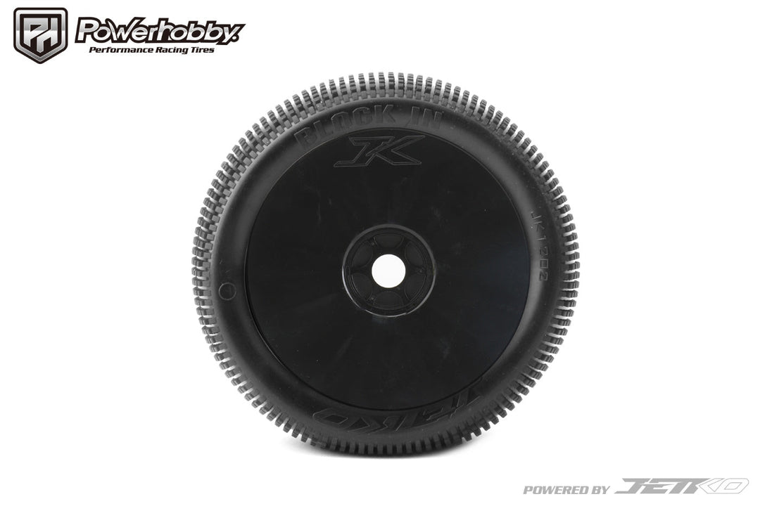 Powerhobby Block In 1/8 Truggy Mounted Tires Black Dish Wheels (2) Super Soft