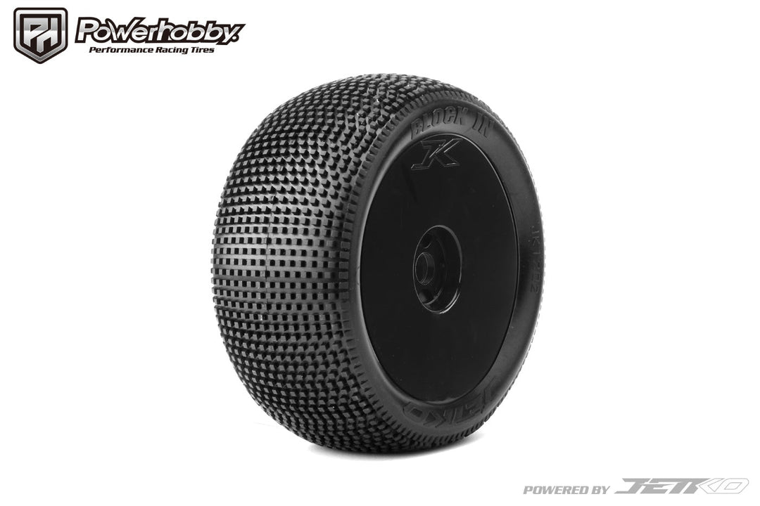 Powerhobby Block In 1/8 Truggy Mounted Tires Black Dish Wheels (2) Ultra Soft