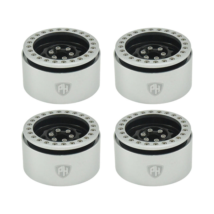 Powerhobby Aluminum 2.2" Beadlock Wheels Black Star (4) 1/10 Rock Crawler