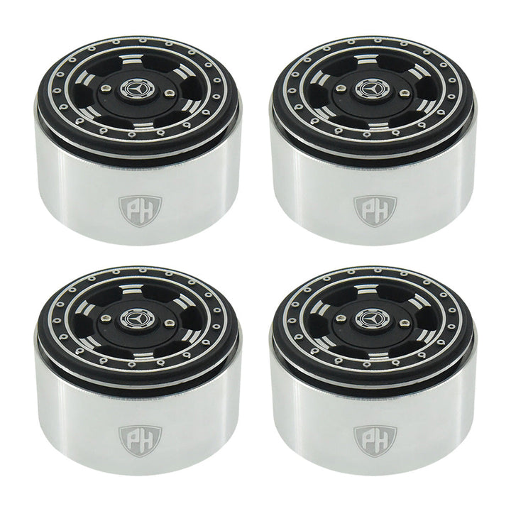 Powerhobby Aluminum 2.2" Beadlock Wheels Black / Silver (4) 1/10 Rock Crawler