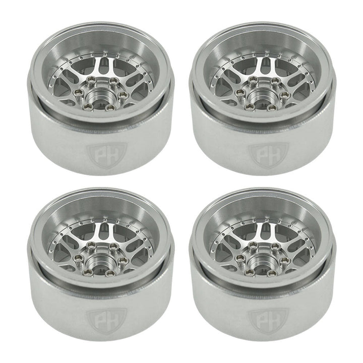 Powerhobby 1.9" 10MM Offset Aluminum Wheels Silver (4) 1/10 Crawler