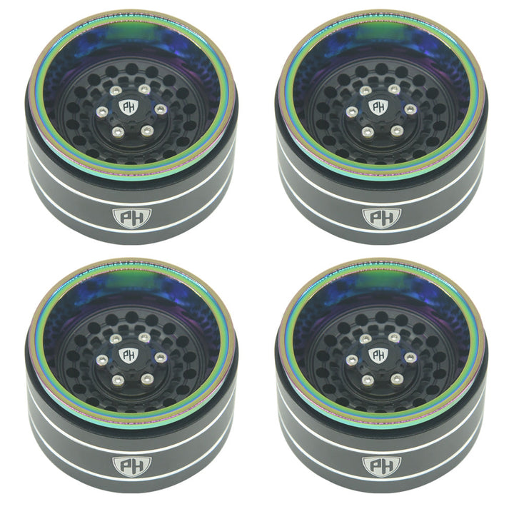 Powerhobby 1.9" Aluminum Wheels Black (4) 1/10 Rock Crawler