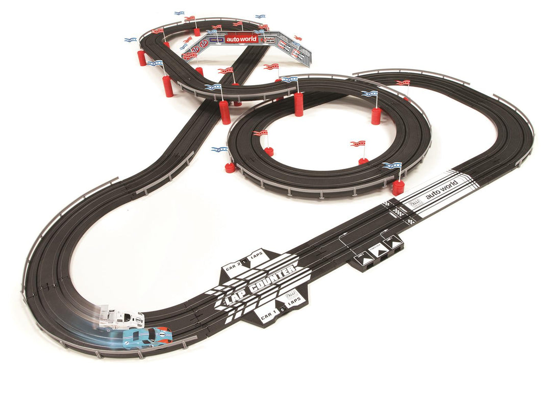 Auto World 24h Le Mans HO Slot Race Set AFX SRS333 FORD GT40 CHAPARRAL 2F