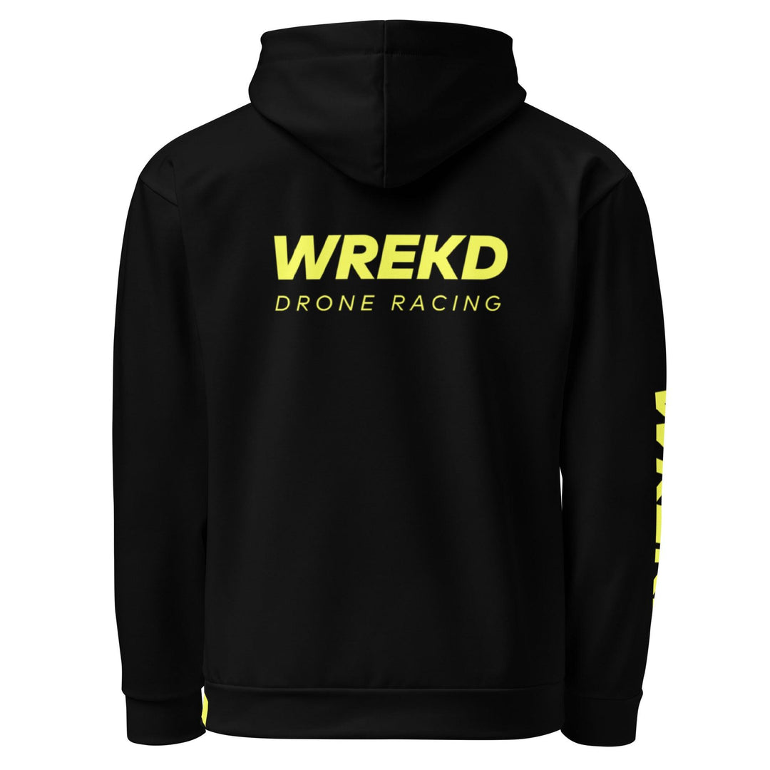 Sudadera unisex con capucha WREKD Drone Racing, color negro