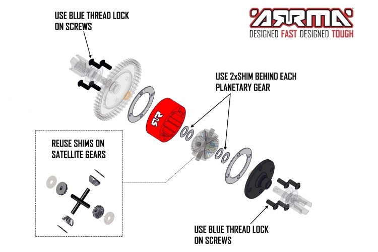 Arrma ARA220050 Metal Differential Case Infraction Kraton Limitless Mojave