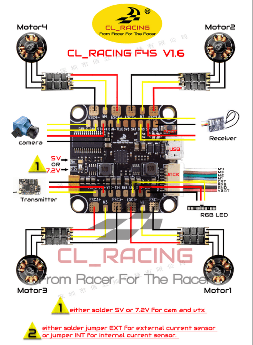 CL Racing F4S Flight Controller PDB OSD AIO V1.6 - 30x30mm at WREKD Co.