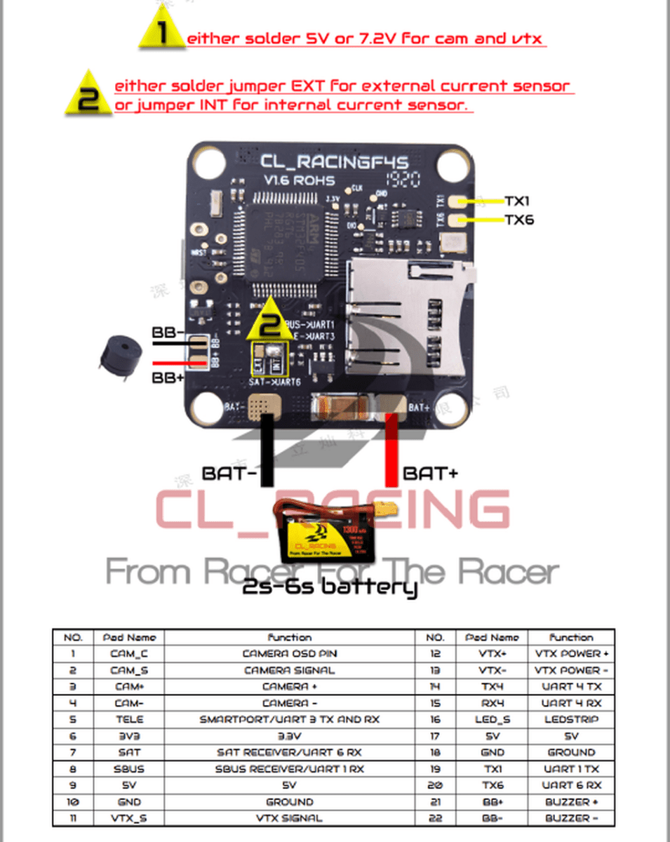 CL Racing F4S Flight Controller PDB OSD AIO V1.6 - 30x30mm at WREKD Co.