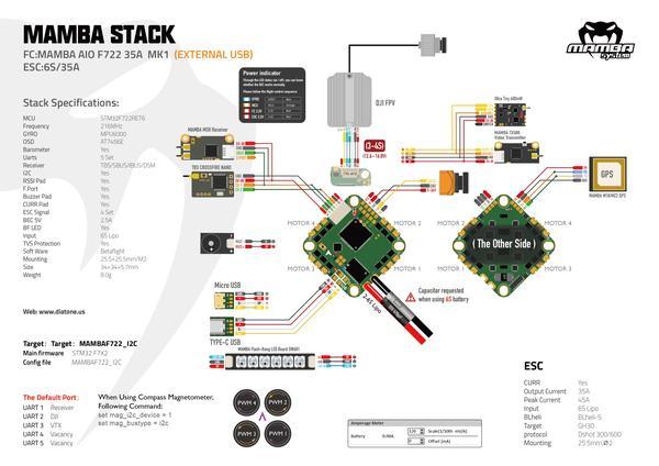 Diatone Mamba AIO F722 MK1 35A 6S 8bit Flight Controller - 25.5x25.5mm/M2 at WREKD Co.