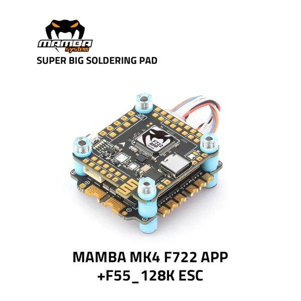 Diatone MAMBA MK4 F722 APP + F55A 3-6S 128kHz BLHeli_32 Flight Controller Stack - 30x30mm at WREKD Co.