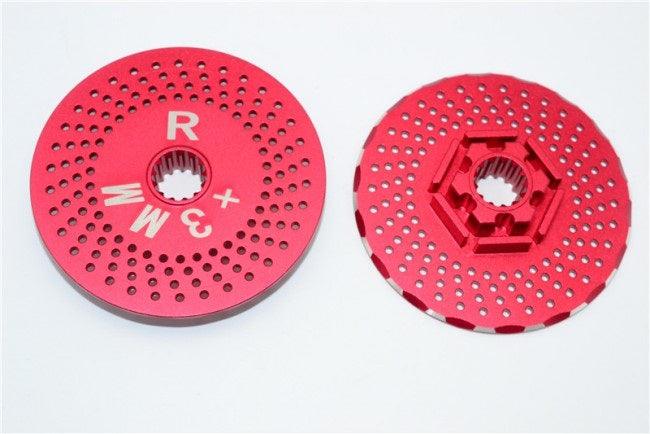 GPM ALUMINUM REAR WHEEL HEX CLAW +3MM WITH BRAKE DISK TRAXXAS X-MAXX 4X4 RED