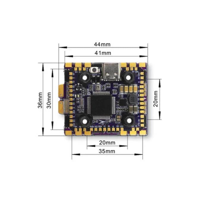 (PRE-ORDEN) Flycolor Raptor TR20 Mini Stack - Controlador de vuelo F722 60A 3-6S BLHeli32 4 en 1 ESC - 20x20mm