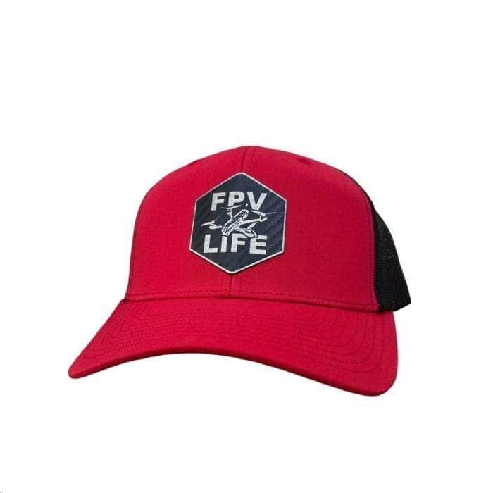 Gorra de camionero retro FPV LIFE, color rojo y negro