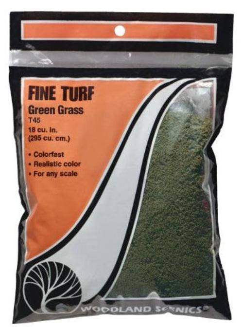Woodland Scenics T45 Turf Fine Green Grass Bag Train Scenery