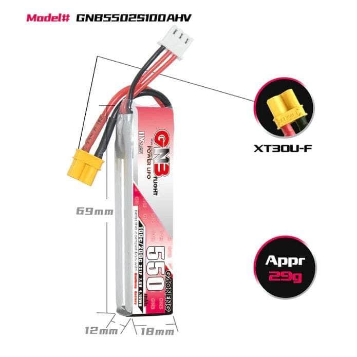 Gaoneng GNB 7.6V 2S 550mAh 100C LiHV Micro batería con XT30