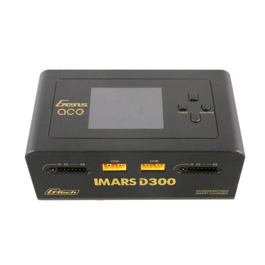 GensAce IMARS D300 G-Tech 300W/700W 1-6S 32A Dual Channel AC/DC Smart Charger - Black at WREKD Co.